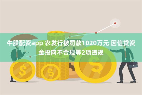牛股配资app 农发行被罚款1020万元 因信贷资金投向不合规等2项违规